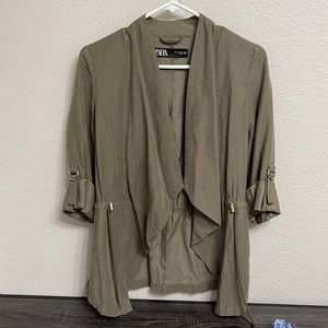 ZARA Olive Draped light-weighted coat XS